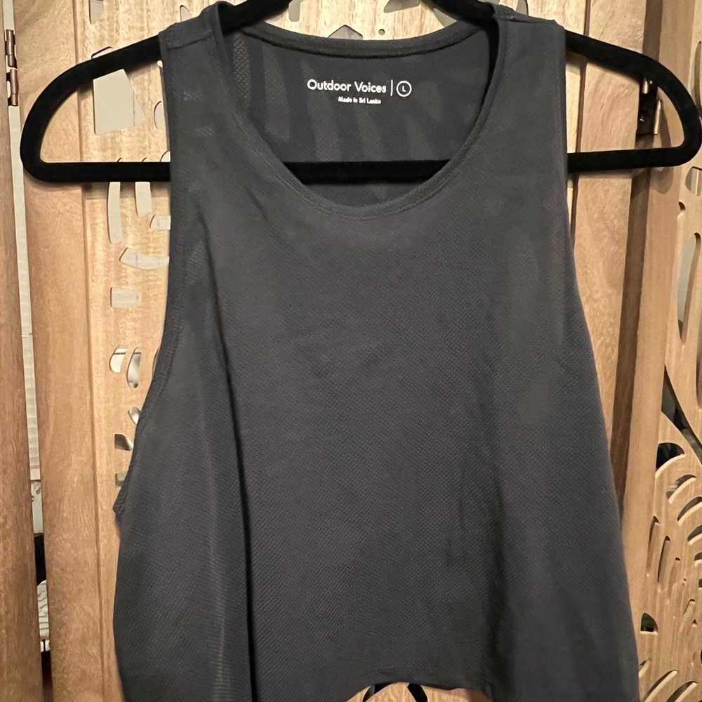 Outdoor Voices Black Mesh Tank Top - Women's Active Crop